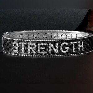 Chic Black and Silver 'Strength' Bracelet